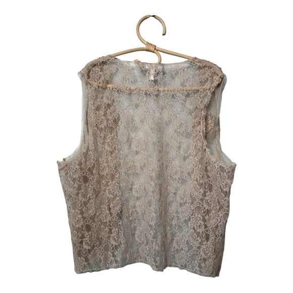 Chico’s Beaded Embroidered Sheer Mesh Beige Bohemian Festival Vest Size 2 (M/L) - Picture 4 of 12